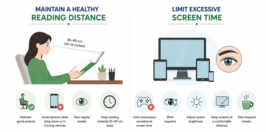 Eye care tips for screen and reading