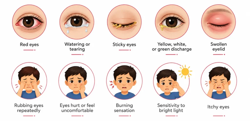 Symptoms of eye infection in children