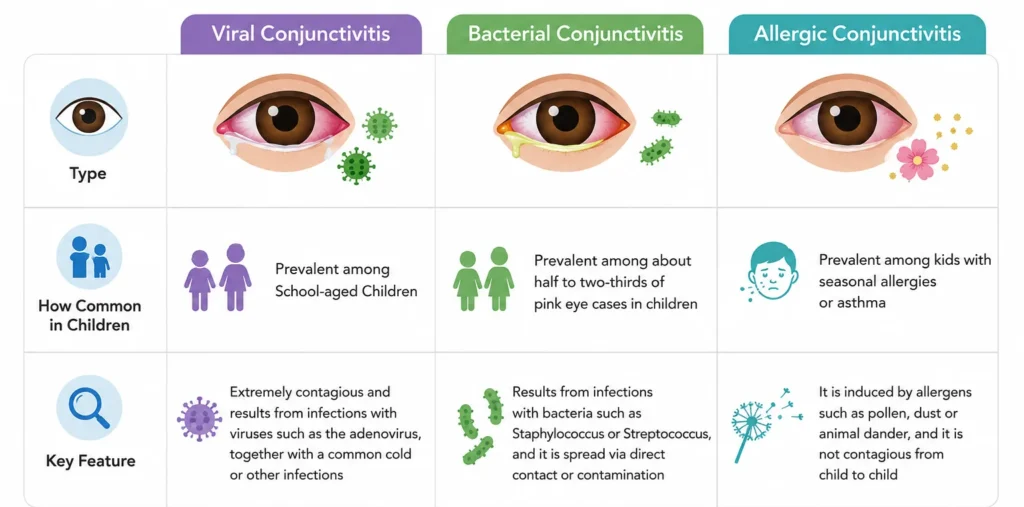Types of conjunctivitis in children